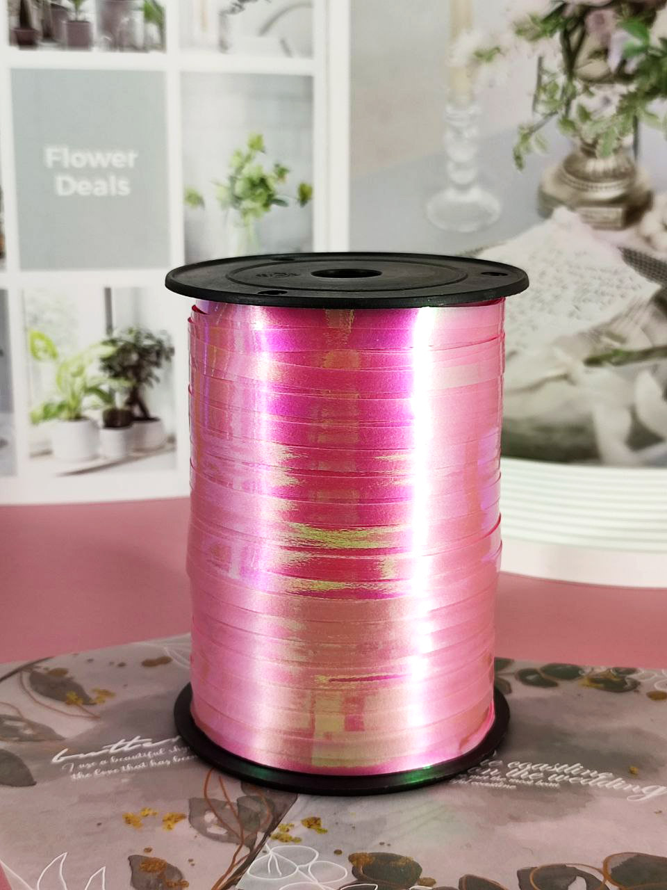 Лента италия перламутр 0.5 см 250 ярд св розовый